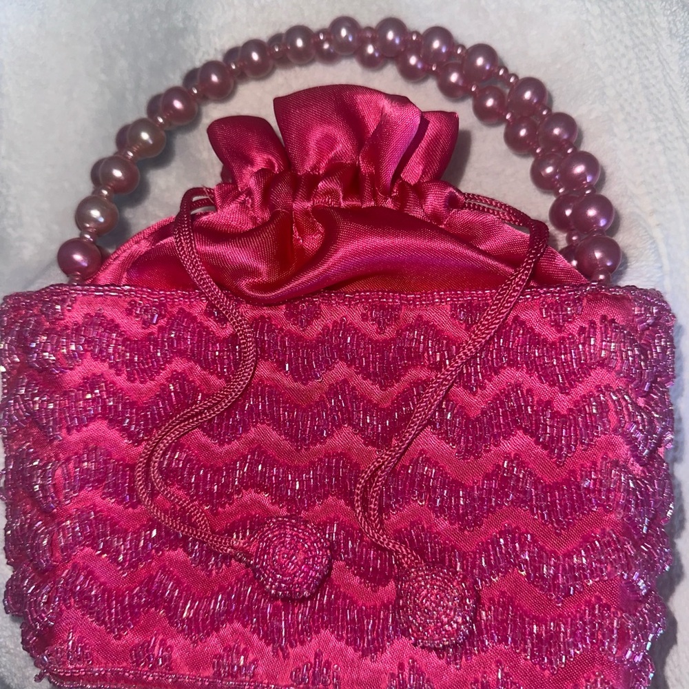 Y2K Elegant Pink Beaded Clutch